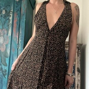 Free People black Brown Floral Dress